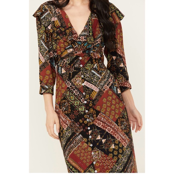 NWT Free People-Lennon Maxi Dress.Gorgeous patchwork ruffled dress.Size M. - Picture 5 of 15